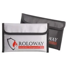 ROLOWAY Small Fireproof Bag (5 x 8 inches), Non-itchy 8 X 5 Inch, Grey, Black