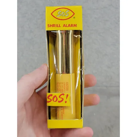 Vintage SOS Shrill Alarm Personal Security Pocket Size Yellow Gold Japan TO-MG