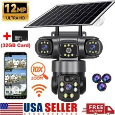 Solar Battery Powered Wireless WiFi Home Security Camera System Outdoor Pan/Tilt