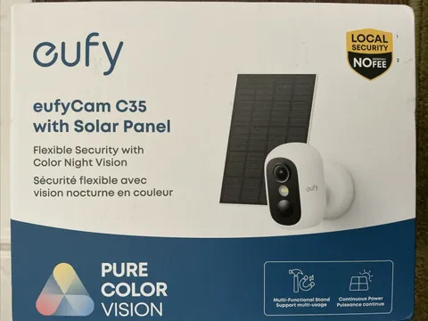 eufyCam C35 with Solar Panel, Wireless Security Camera,White,Color Night Vision