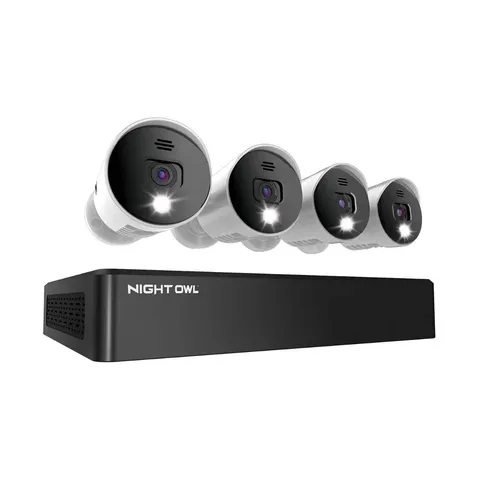 8 Channel 4K Bluetooth DVR with 1TB Hard Drive and 4 Wired 4K Spotlight Cameras