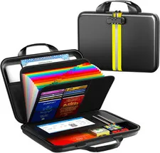 Fireproof Document Organizer with Lock, Rigid EVA File Box with 13-Pocket Accord