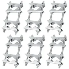 6 Pack Heavy Duty Antenna Mast Clamp Kits for 2" Pole Mounting - V Jaw Block Bra