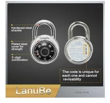 Lock Standard Dial Combination Lock, 2 in. Wide, with Different Comb. Pack of 5