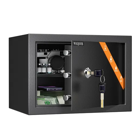 High Security Home Safe Box - 1.2 Cu Ft Steel Lock for Cash & Valuables