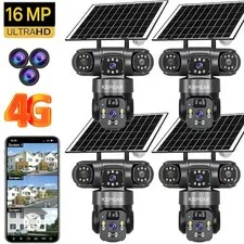 NEW 4G Solar Battery Powered Outdoor Pan/Tilt Home Security Camera System 16MP