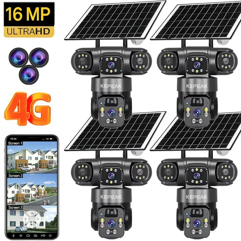 NEW 4G Solar Battery Powered Outdoor Pan/Tilt Home Security Camera System 16MP
