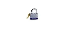No. 5 Laminated Steel Padlock, 3/8 in dia x 15/16 in W x 1 in H Shackle, Silver/