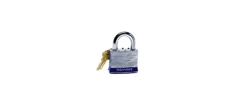 No. 5 Laminated Steel Padlock, 3/8 in dia x 15/16 in W x 1 in H Shackle, Silver/