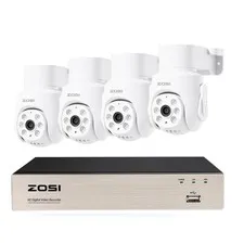 ZOSI 8CH 5MP DVR 4PCS PT Security 1080P Camera IP66 Outdoor System Night Vision