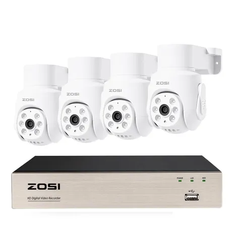 ZOSI 8CH 5MP DVR 4PCS PT Security 1080P Camera IP66 Outdoor System Night Vision
