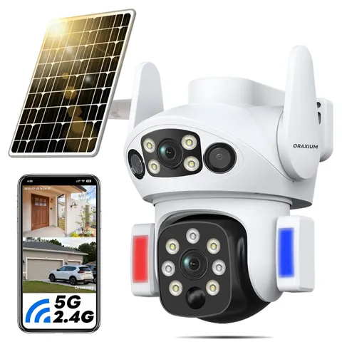 Solar Outdoor Wireless, Dual Lens for Home & Farm, Light Alarm & Color Night ...