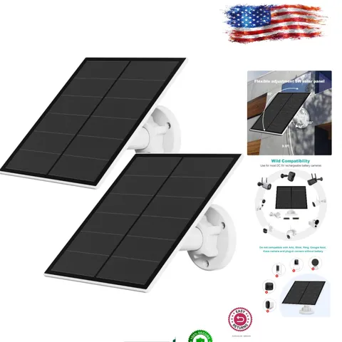 2 Pack 5W USB Solar Panel for Outdoor Security Cameras -  Waterproof Design