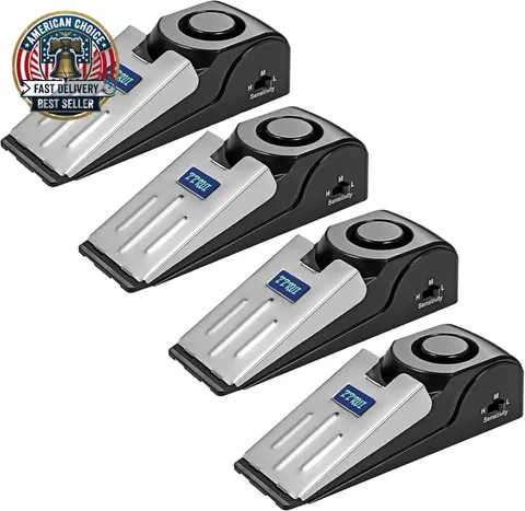 Door Stop Alarm with 120Db Siren, 4 Pack Portable Security Door Stopper Wedge Al
