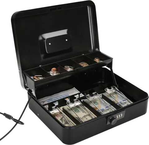 Organizador De Dinero Efectivo Cash Para Negocio Caja Con Cerradura De Seguridad