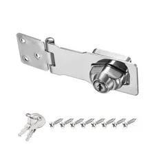 4Inch Keyed Hasp Locks Twist Knob Locking Keyed Different, Silver