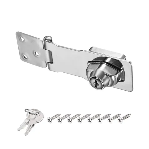 4Inch Keyed Hasp Locks Twist Knob Locking Keyed Different, Silver