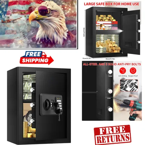 Alloy Steel 3.4 Cubic Home Safe - Fireproof, Waterproof & Alarm System Included
