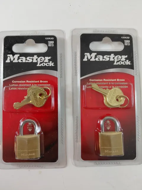 Master Lock 120KAD Brass Padlock Keyed Alike Corrosion Resistant Steel Shackle