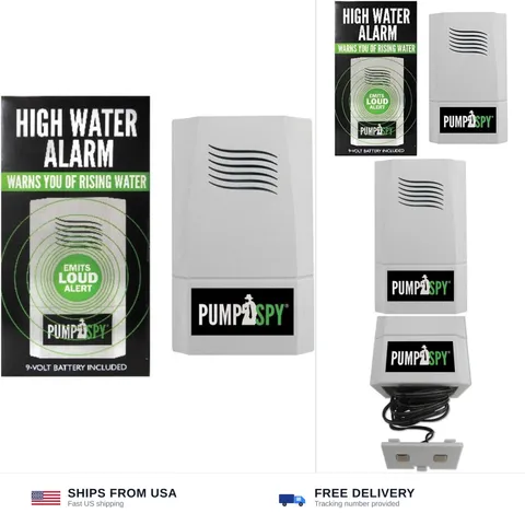 PumpSpy Battery Operated High Water Alarm - 100dB Water Leak Detector with 6-...