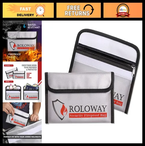 Fireproof Money Bag 5x8 inches - Non-Itchy Safe Storage for Cash, Valuables & Ke