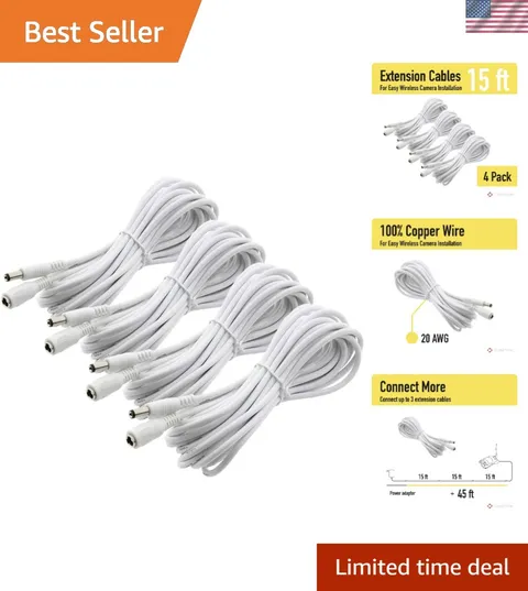 Wireless 3010W Power Extension for Funlux, Reolink & More - 4 Cables Included