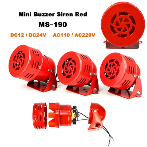 MS-190 Mini Electric Air Raid Siren Alarm Buzzer Siren DC 12/24V AC 110/220V