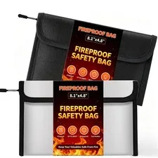 2 Pack Fireproof Money Bag Document Cash Bag for Passport Jewelry Files