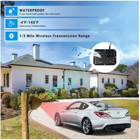 Weatherproof Driveway Alert System with Rechargeable Battery
