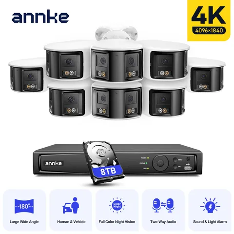 ANNKE 8CH 12MP NVR 4K Dual Lens Color POE Security Camera System 2 Way Audio AI