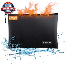 Fireproof Document Bags,14.2”X 10.0”Waterproof and Fireproof Money Bag,F
