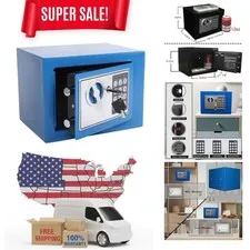 Compact Blue Steel Security Safe Box with Keypad - 0.23 Cu Ft Portable Storage