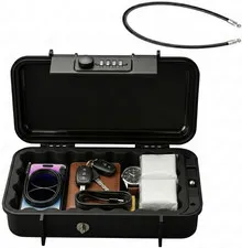 Portable Travel Safe Lock Box with 4 Digit Combination, Anti-Theft Travel Safe