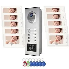 Home wired Video Speaker，12unit 7inch monitor video door speakerIDcard to Unlock