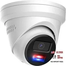 6MP PoE IP Turret Camera, PoE Camera Outdoor White - 6MP Active Deterrence