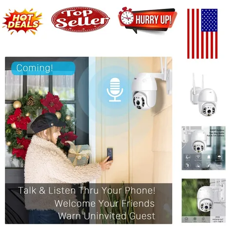 1080P Outdoor WiFi Security Camera with Pan-Tilt, Night Vision, Two-Way Audio...