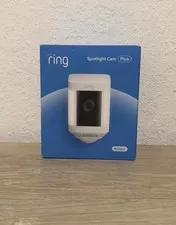 Ring - Spotlight Cam Plus Outdoor/Indoor Wireless 1080p Battery Camera - White