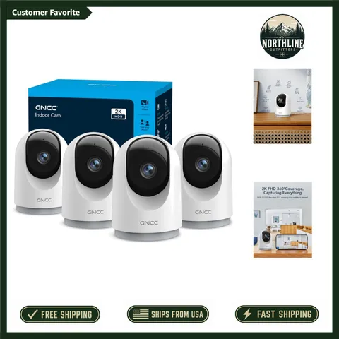 Ultimate 2K Indoor Surveillance System - 4 Cameras with Motion Alerts & Alexa