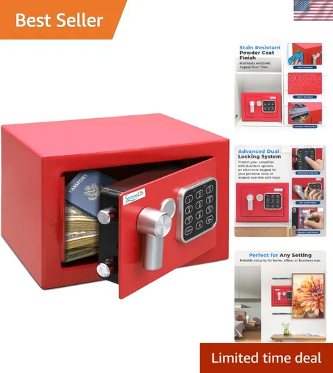 Steel Digital Safe Box - Compact 9.1" x 6.7" x 6.7" for Valuables