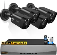 4K/8.0 Megapixel & 130° Ultra Wide-Angle 2-Way Audio Poe Outdoor Home Security C