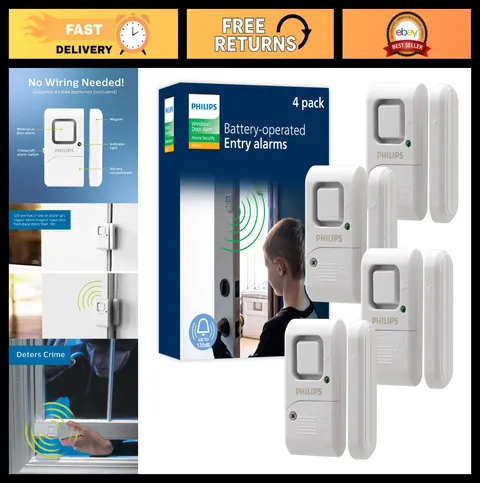 Wireless Window & Door Alarm System - 4 Pack, DIY Security Chime, Easy Install,