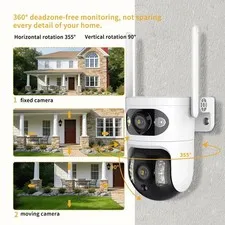 Dual eye gun ball linkage monitoring camera, panoramic+detail dual camera, high
