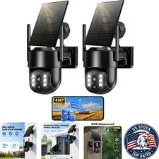 Weatherproof Wireless Solar Security Camera - 2K HD, Human Detection & 360° View