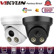 NEW VIKYLIN Full Color 8MP 4K POE Camera Black/White Motion Detection IP67 ONVIF