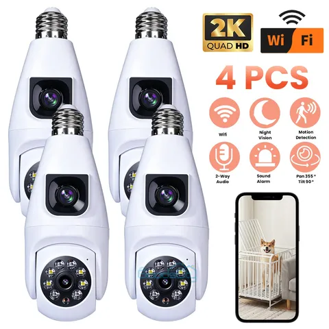 Lots WI-FI Security Camera Dual Lens 360° E27 Light Camera Night Vision SmartCam