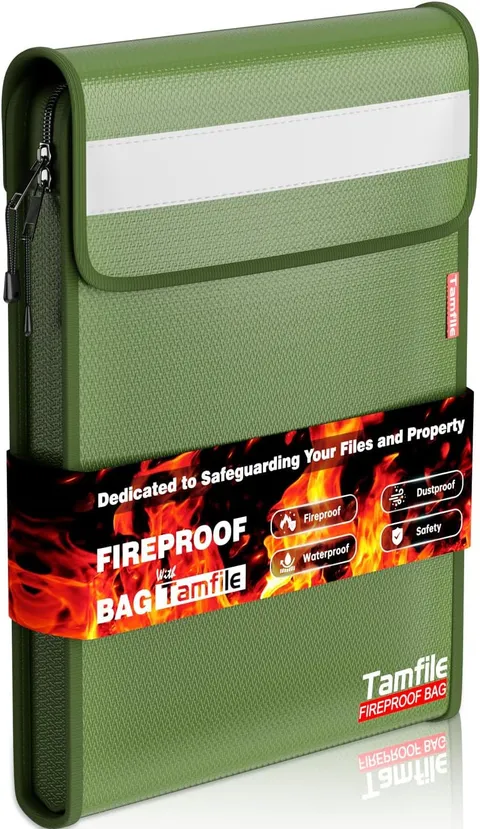 6400℉ Fireproof Document Bag with Zipper, 15”X 11” Waterproof Fireproof Money Ba