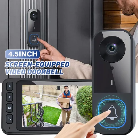 Wireless Video Camera Doorbell Monitor 2‑Way Talk Local Record for Home Security