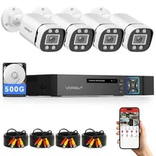 Wired Security Camera System Outdoor, 4 Channel 5MP Lite AHD TVI DVR Recorder...