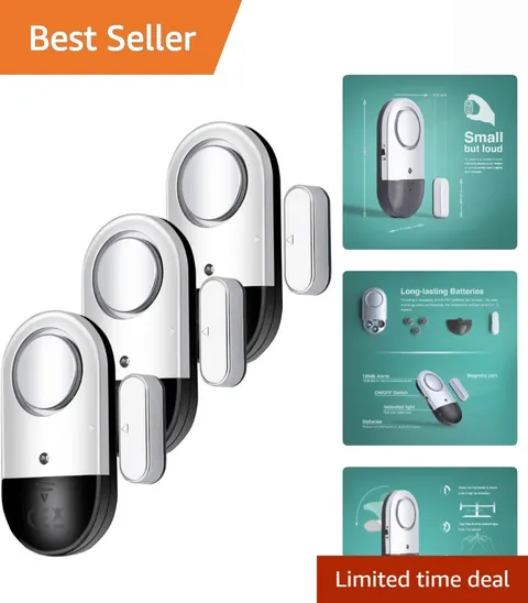 120 DB Loud Door and Window Open Alarm Sensor 3 Pack for Kids, Dementia Patie...