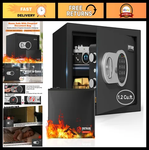 Fireproof Safe 1.2 Cu.ft - Digital Security Safe Box for Money, Documents, Offic